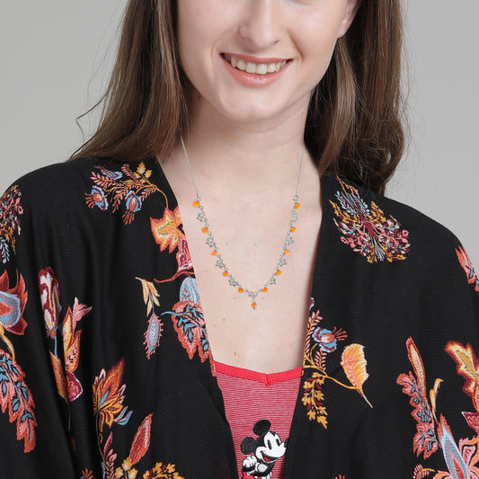 925 Sterling Silver Carnelian Necklace – Intricate Design with Orange Gemstones for a Timeless and Elegant Statement