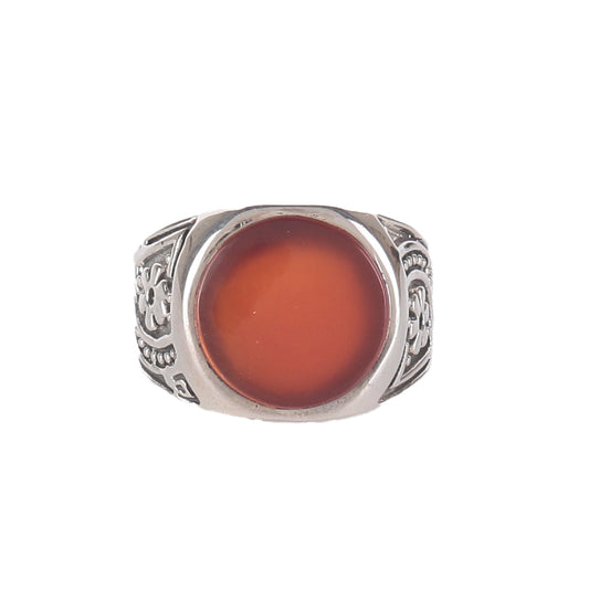 Fusionari 925 Sterling Silver Carnelian Ring for Women | Handmade Timeless Jewelry | Unique Healing Crystal Design | One Piece