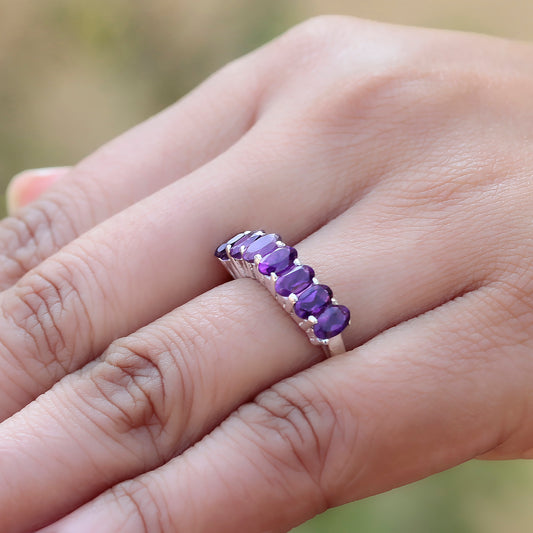 925 Silver Luxury Silver Jewelry: Stunning Amethyst Rings,Timeless Elegance for Every Occasion