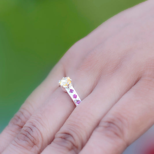 925 Sterling Silver Citrine Ring – Elegant Yellow Gemstone Jewelry for Women, Perfect for Everyday Wear or Special Occasions