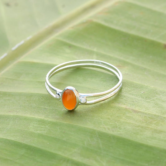 925 Sterling Silver Carnelian Ring – Vibrant Orange Gemstone Jewelry for Women, Perfect for Boho-Chic and Elegant Styles