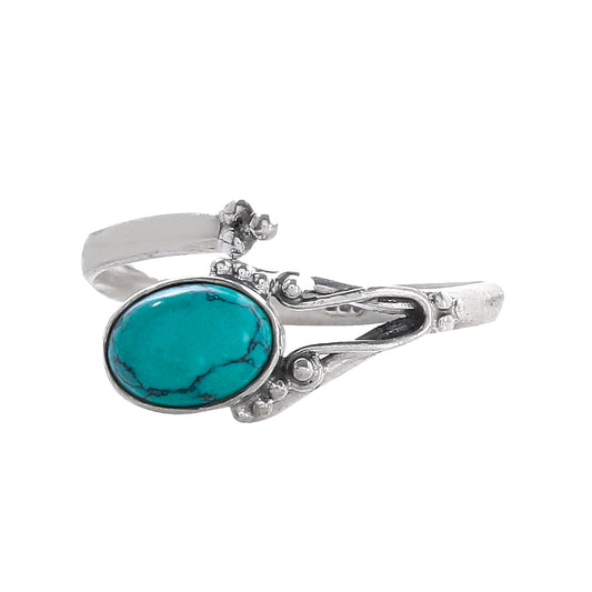 925 Sterling Silver Turquoise Ring Stunning Oval Gemstone Design for Women, Perfect for  Everyday Looks