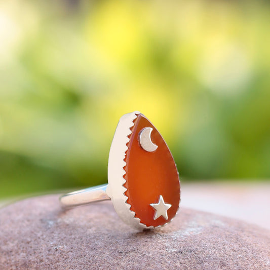 925 Sterling Silver Carnelian Ring  Bold Oval Gemstone Design for Women, Perfect for Boho, Chic, and Everyday Style