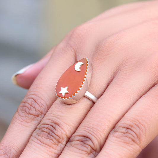 925 Sterling Silver Carnelian Ring  Bold Oval Gemstone Design for Women, Perfect for Boho, Chic, and Everyday Style