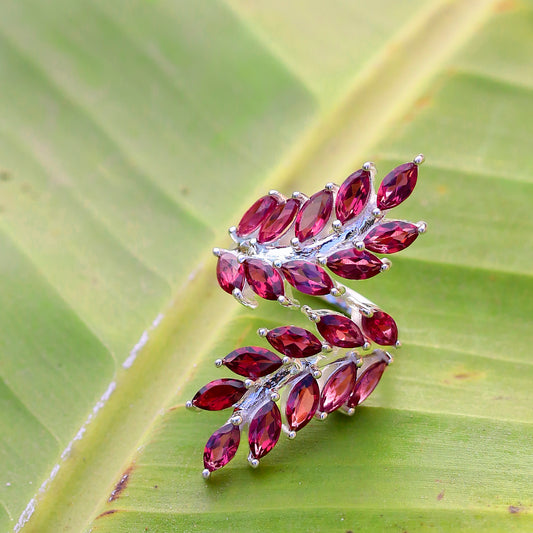 925 Sterling Silver Garnet Ring  Stunning Red Gemstone Design for Women, Perfect for Elegant, Romantic, and Everyday Looks