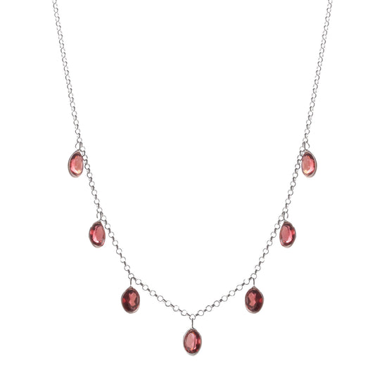 925 Sterling Silver Garnet Necklace – Elegant, Minimalist Design with Stunning Red Gemstones for Everyday and Special Occasions