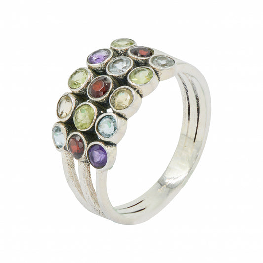 925 Silver Multi-Gemstone Ring Set – Set of 15 natural gemstones for women. Perfect gift for women and girls