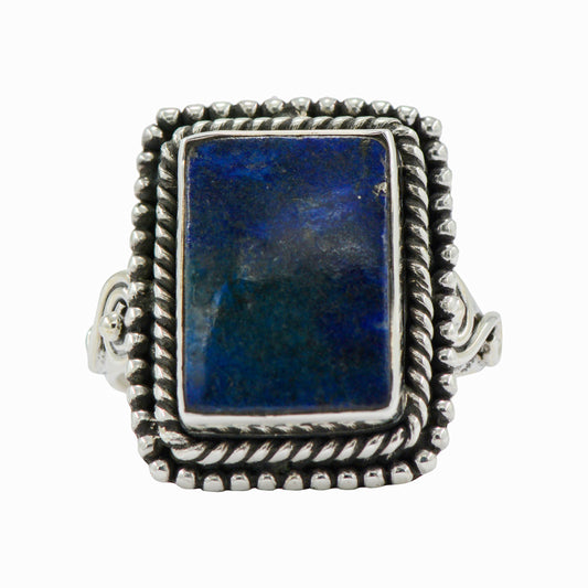 Fusionari 925 Sterling Silver Lapis Lazuli Ring – Handmade Designer Ring for Women