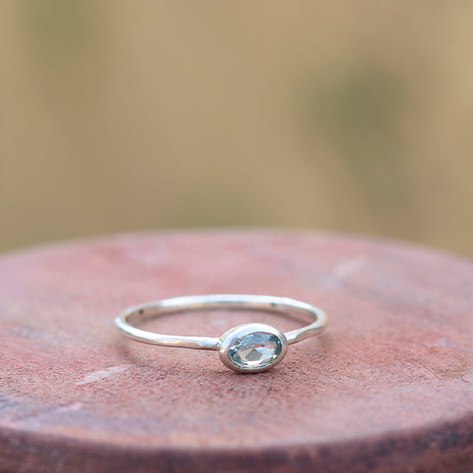 925 Sterling Silver Blue Topaz Ring - Elegant Gemstone Jewelry for Women