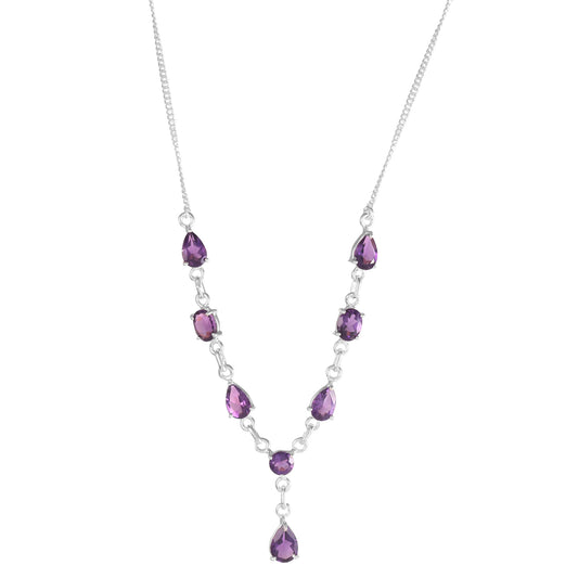925 Sterling Silver Amethyst Necklace – Elegant Handmade Gemstone Jewelry
