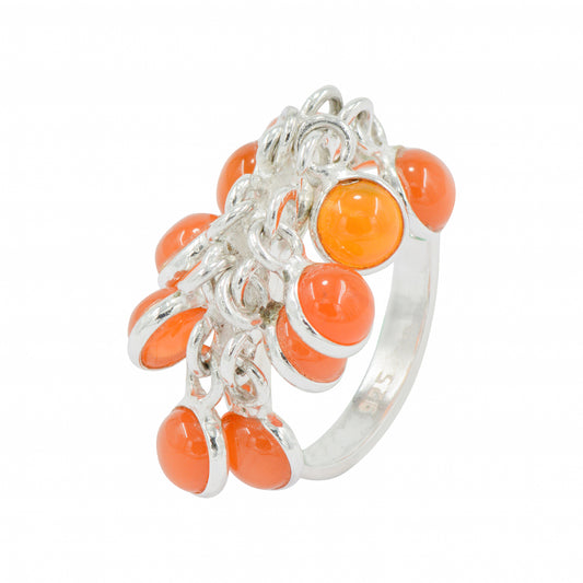 925 Silver Carnelian Stone Ring – Radiant orange-red carnelian set in a sleek band, symbolizing courage and vitality. Perfect for everyday wear or special occasions