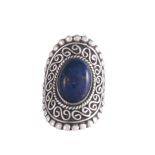925 Sterling Silver  Lapis Lazuli  Ring – Vintage Boho Statement Ring for Women