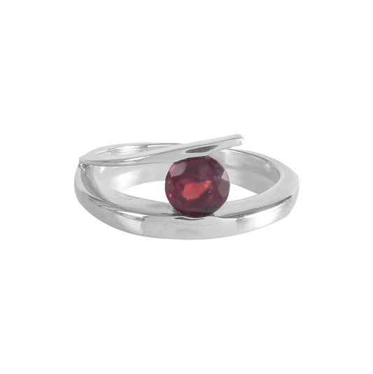 925 Sterling Silver Garnet Ring – Modern Minimalist Gemstone Jewelry