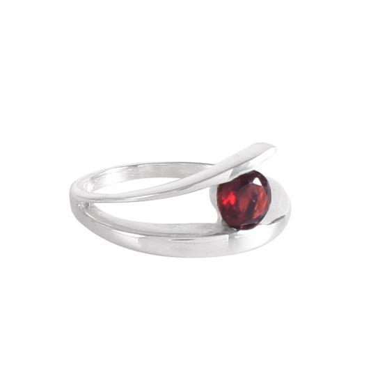 925 Sterling Silver Garnet Ring – Modern Minimalist Gemstone Jewelry