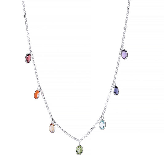 Handcrafted Chakra Stone Pendant Necklace - Balance Energy with Vibrant Healing Crystals in Sterling Silver, Perfect for Everyday Wear