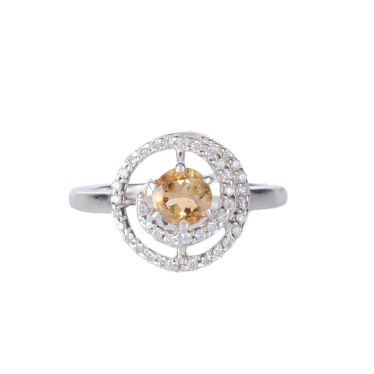 925 Silver Citrin zircon Stone Ring – Deep red garnet, elegant design, timeless sophistication, perfect for women and girls. Luxurious appeal