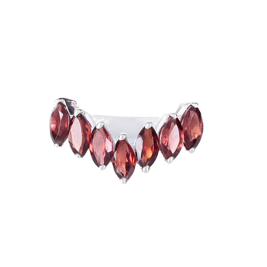 925 Minimalist Sterling Silver Ring with Garnet Gemstone - Classic Jewelry for Women