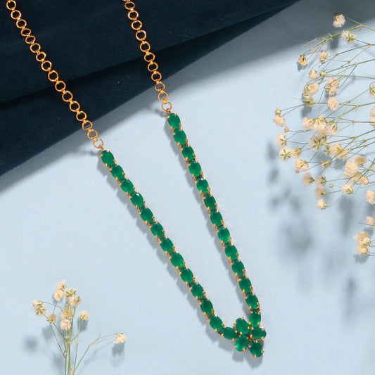 Fusionari 925 Sterling Silver Green Onyx Pendant with Chain for Women | Gold Plated Floral Necklace|Party Wear Jewellery | Designer Wedding Pendant Set | Elegant Gift for Her | Fashion Necklace Women