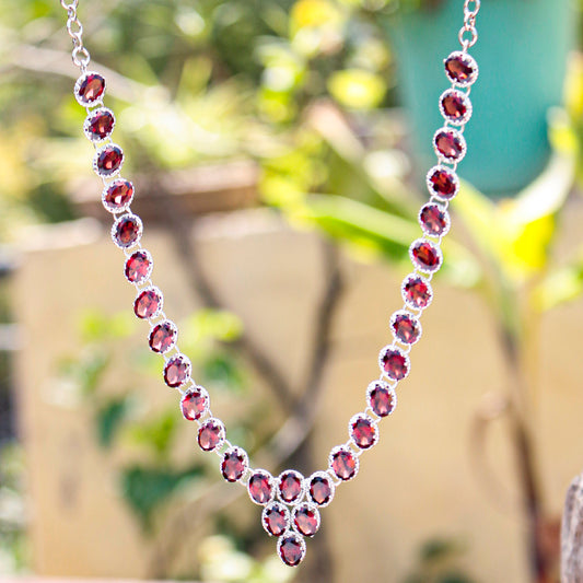 Fusionari 925 Sterling Silver Garnet Pendant with Chain for Women | Gold Plated Floral Necklace | Party Wear Jewellery | Designer Wedding Pendant Set | Elegant Gift for Her | Fashion Necklace Women