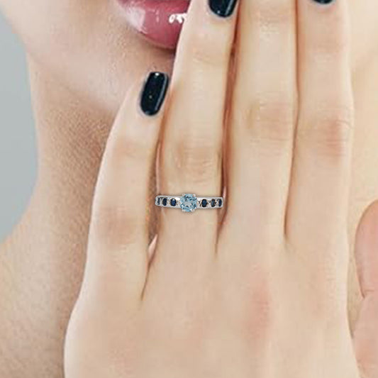 925 Silver Blue Topaz Sterling Silver Ring - Dazzling Gemstone, Elegant Design, Perfect for Special Occasions or Daily Wear