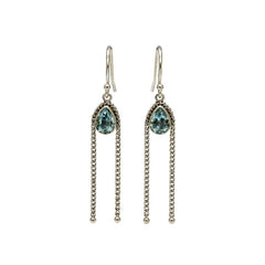 FUSIONARI 925 Sterling Silver Blue Topaz Gemstone Drop Earrings Jewellery