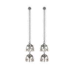 925 Sterling Silver Jhumka Earrings, Traditional Dome Bell Drop Design