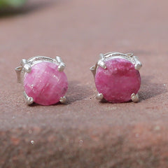 Japa – Ruby Silver Stud Earrings