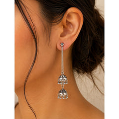 925 Sterling Silver Jhumka Earrings, Traditional Dome Bell Drop Design