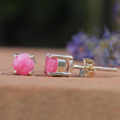 Japa – Ruby Silver Stud Earrings