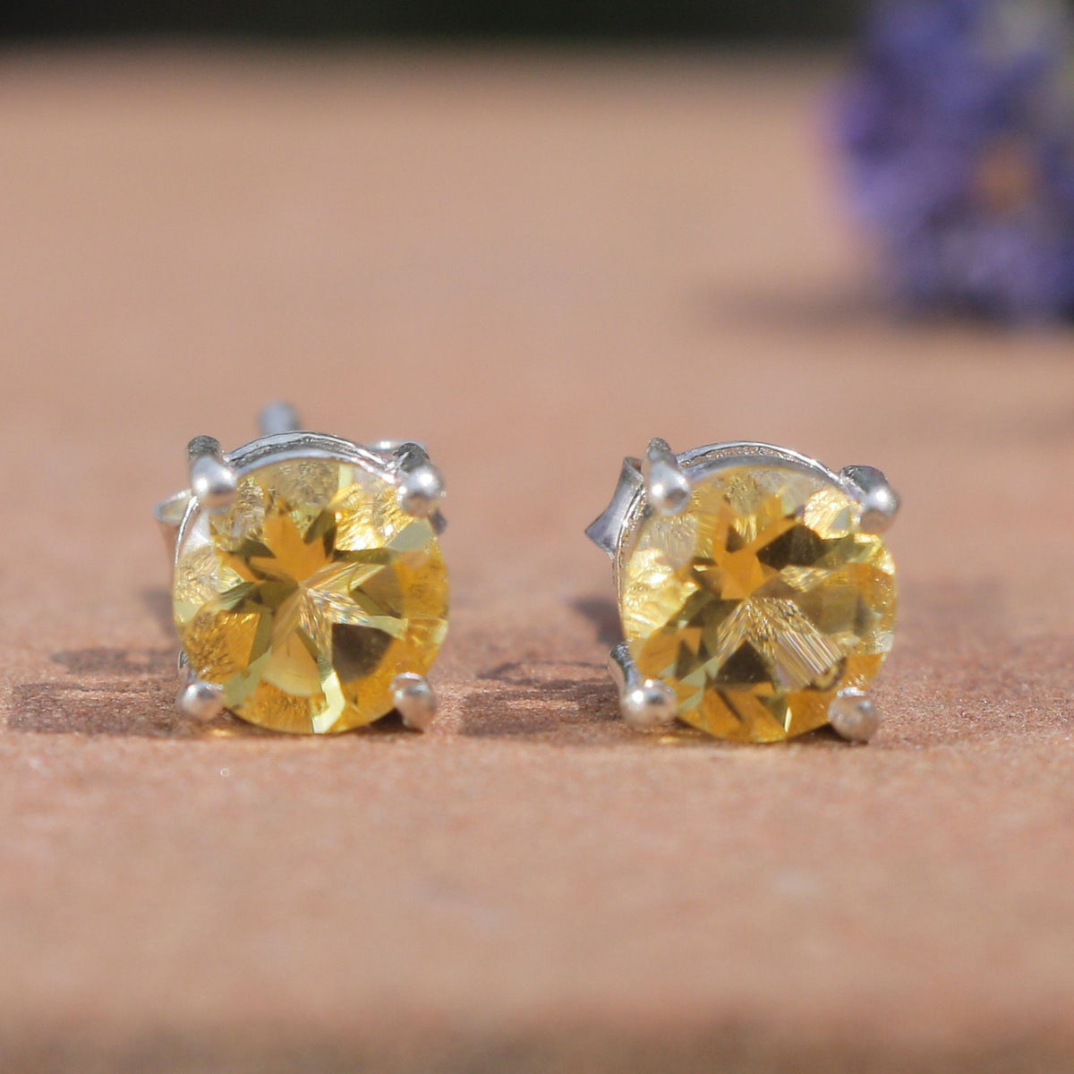 Tapas – Citrine Silver Stud Earrings