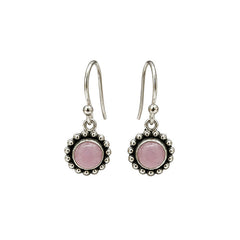 FUSIONARI 925 Sterling Silver Pink Chalcedony Gemstone Drop Earrings Jewellery