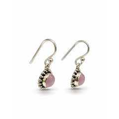FUSIONARI 925 Sterling Silver Pink Chalcedony Gemstone Drop Earrings Jewellery