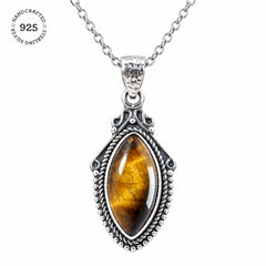 Hemrekha Tiger Eye Silver Pendant