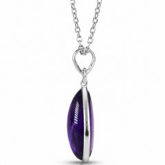 925 Sterling Silver Amethyst Gemstone Teardrop Pendant