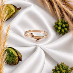 925 Sterling Silver Rose Gold Plated Ring, Handmade Lightweight Curved Notch Design, High Polish Finish, 2.5 Micron Vermeil Plating
