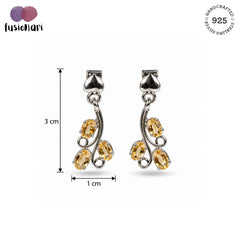 Mridula - Citrine Silver Leaf Earrings