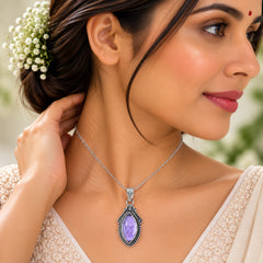 Pushpank Amethyst Silver Pendant