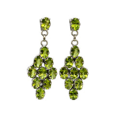 FUSIONARI 925 Sterling Silver Peridot Gemstone Drop Earrings Jewellery