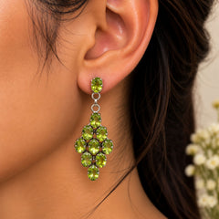 FUSIONARI 925 Sterling Silver Peridot Gemstone Drop Earrings Jewellery