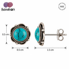 Gulnar – Turquoise Silver Stud Earrings