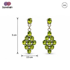 FUSIONARI 925 Sterling Silver Peridot Gemstone Drop Earrings Jewellery