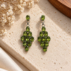FUSIONARI 925 Sterling Silver Peridot Gemstone Drop Earrings Jewellery