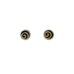 FUSIONARI 925 Sterling Silver Spiral Oxidised Round Tribal Swirl Stud Earrings
