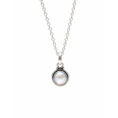925 Sterling Silver Pearl Round Pendant Cabochon Cut Gemstone