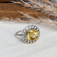 Harini - Citrine Silver Ring