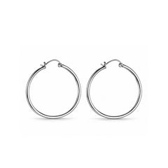 925 Sterling Silver Classic Hoop Earrings for Women Round Minimalist Circular Design