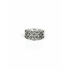 925 Silver Ring Geometric Lattice Openwork Pattern Band