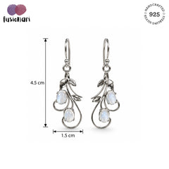 Ira - Moonstone Silver Leaf Drop Earrings