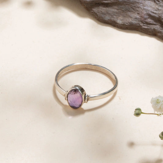 925 Sterling Silver Amethyst Ring for Women Handmade Gemstone Ring Adjustable Statement Jewelry Birthday Gift