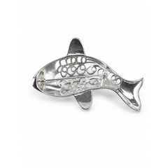 925 Sterling Silver Fish Design Brooch, Detailed Animal Lapel Pin Jewelry for Women